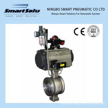 Flanged End Pneumatic Ball Valve with Handwheel and Accessories